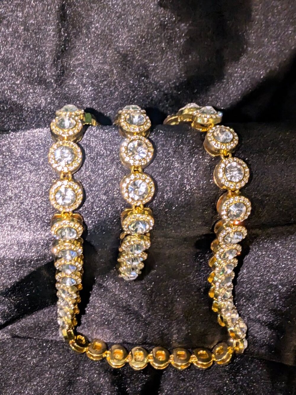 Gold fashion simulated moissanite necklace and bracelet set